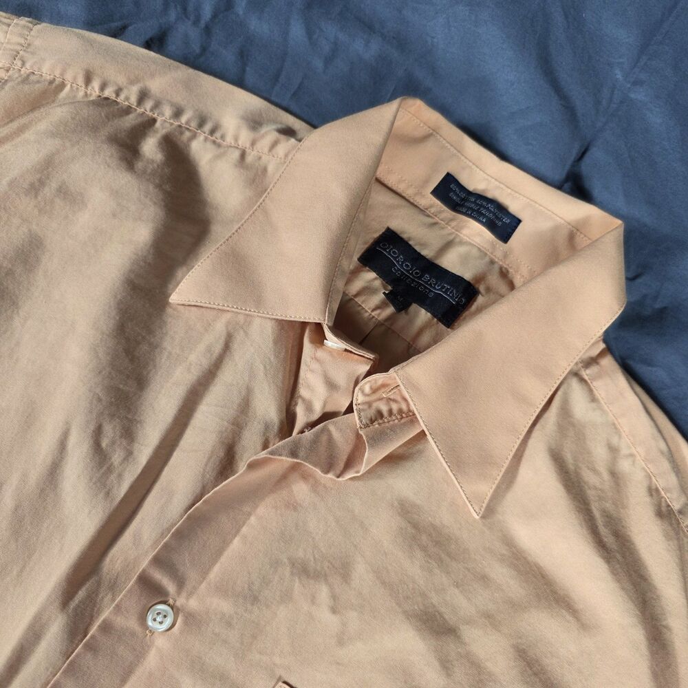 Giorgio Brutini Collezione Mens Med (15-15.5) Orange Long Sleeve Button Up Shirt